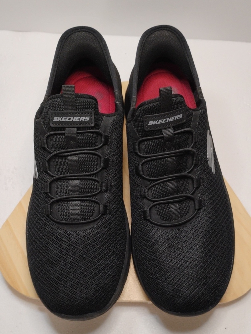 Skechers Men's Black Athletic Slip-On Sneakers with Pink Insole